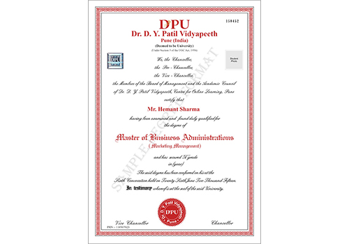 DY Patil University Online Sample Degree