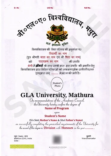 GLA University Online Sample Degree