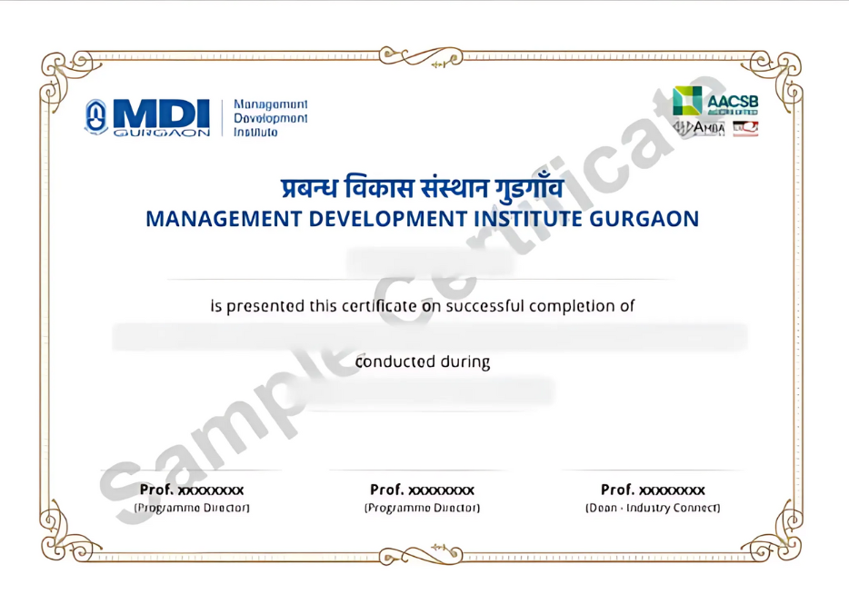 Management Development Institute Sample Degree