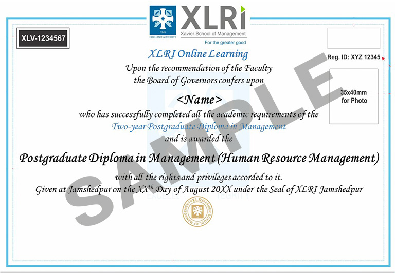 XLRI (Xavier Labour Relations Institute) Sample Degree